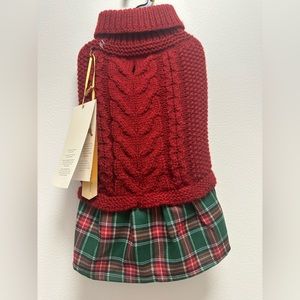 Pet Sweater with plaid ruffle size small NWT Rachel Zoe brand
